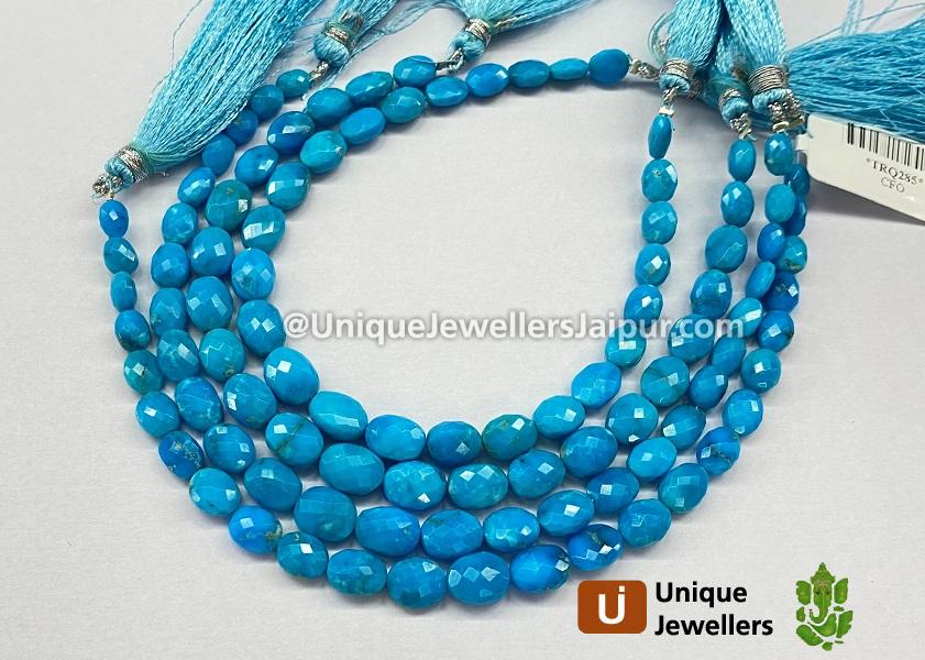 Turquoise Arizona Faceted Oval Beads